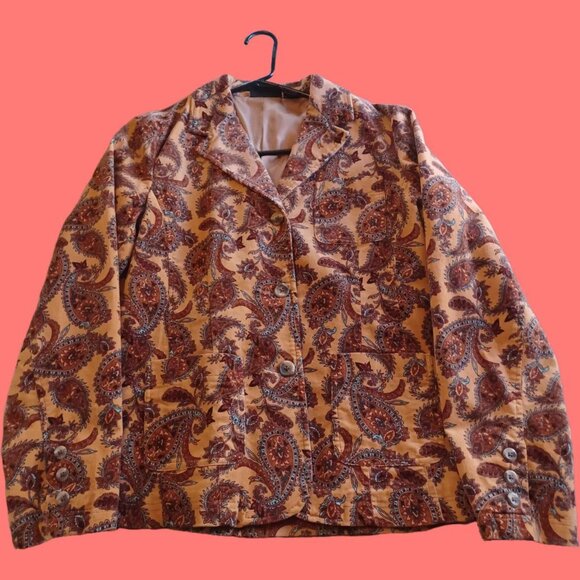 vibrant & soft, corduroy paisley pattered, vintage coat by Relativity - Picture 1 of 3